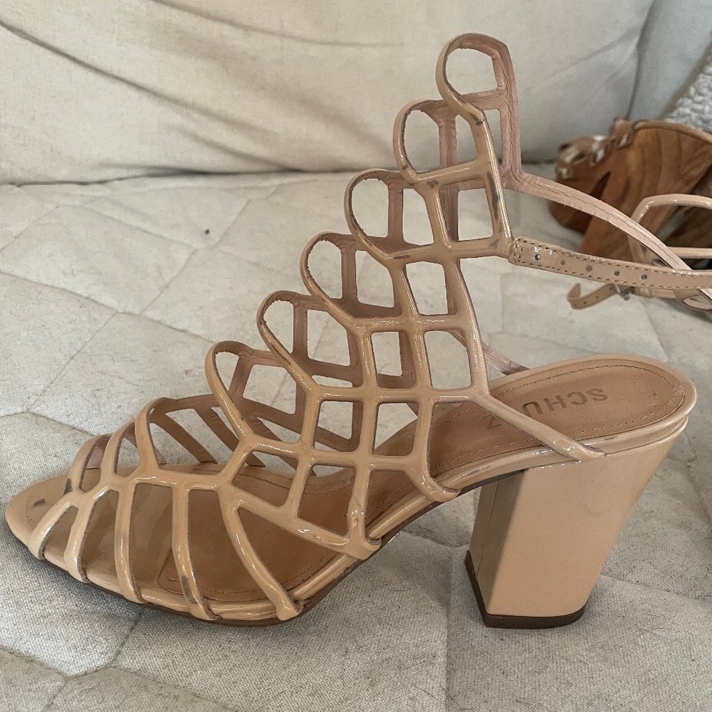 Schutz Beige / Nude / Cream / Tan Caged Heel sz 9